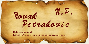 Novak Petraković vizit kartica
